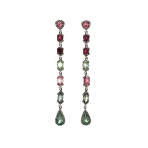 14K Gold and Sterling Silver Tourmaline Drop Earrings