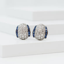 Load image into Gallery viewer, Vintage 1980s Oscar Heymen Brothers Sapphire and Diamond Earrings
