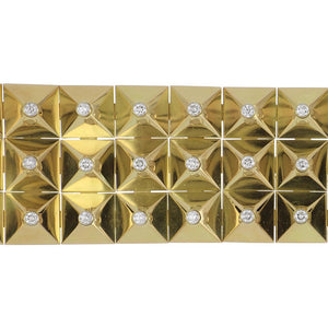 Important Estate Aletto Bros. 18K Gold Pyramid Bracelet with Diamonds
