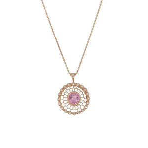 Beverley K 14K Rose Gold Morganite and Diamond Woven Circle Pendant Necklace