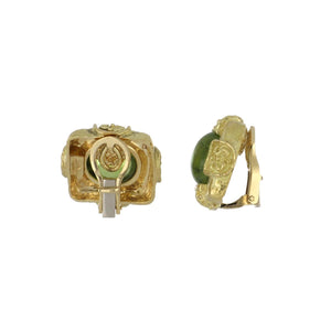 Estate Katy Briscoe 18K Gold Squared Earrings with Peridot