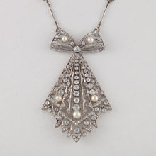 Load image into Gallery viewer, Edwardian Platinum and Pearl Diamond Bow Necklace
