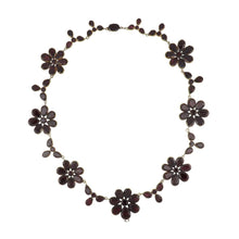 Load image into Gallery viewer, Georgian 15K Garnet Flower Collar Necklace
