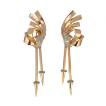 Load image into Gallery viewer, Retro 18K Rose and White Gold Swirl Motif Earrings
