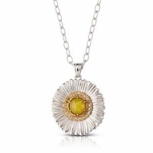 Buccellati Sterling Silver 'Blossom Color' Yellow Agate and Diamond Pendant Necklace
