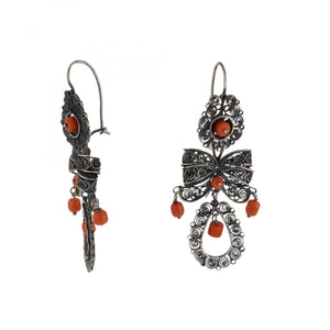Arts & Crafts Sterling Silver Oaxacan Cannetille Ribbon Earrings