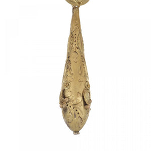 Important Georgian Torpedo Drop Floral Gold Earrings