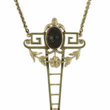 Load image into Gallery viewer, Important Art Nouveau 18K Green Gold Bloodstone Drop Necklace
