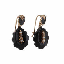 Load image into Gallery viewer, Victorian Onyx 14K Rose Gold Mourning Jewelry Earrings
