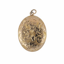 Load image into Gallery viewer, Victorian Repousse Floral 14K Gold Locket
