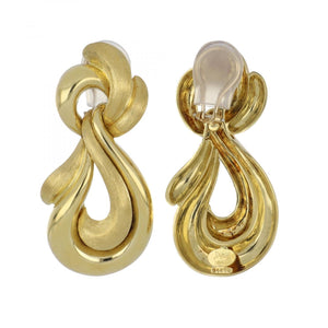 Estate Henry Dunay 18K Gold Dangle Swirl Earrings