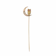Load image into Gallery viewer, Art Nouveau 14K Yellow Gold Owl Pin

