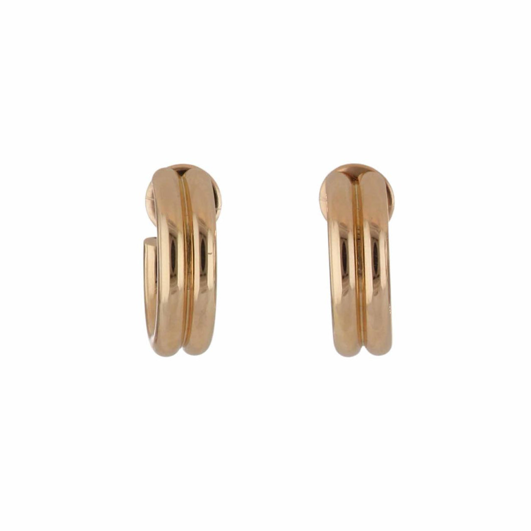 Italian 18K Rose Gold 1 Inch Double Hoop Earrings