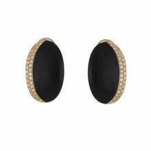 Load image into Gallery viewer, Italian 18K Gold Wood and Diamond Earrings
