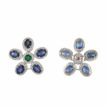 Load image into Gallery viewer, Estate 18K Two-Tone Gem-Set Floral Earrings

