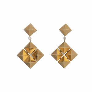 Aletto Brothers 18K Gold Mini Pyramid Dangle Earrings