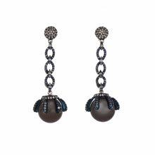 Load image into Gallery viewer, Estate Sterling Silver and 14K White Gold Moonstone Drop Earrings
