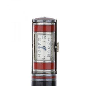 Art Deco Cartier Sterling Silver Lipstick Holder and Clock