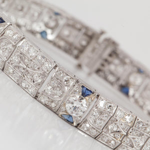 Platinum Diamond and Sapphire Bracelet