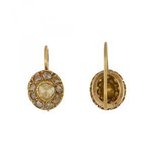 Victorian 18K Gold Rose-Cut Diamond Cluster Earrings