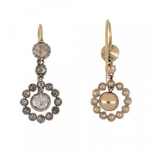 Load image into Gallery viewer, Victorian Sterling Silver and Gold Diamond Drop Earrings
