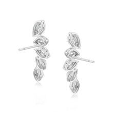 Load image into Gallery viewer, Diamond and White Enamel 18K White Gold Tiered Curved Earrings
