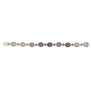 Estate Gregg Ruth 18K White Gold Pink Sapphire and Diamond Bracelet