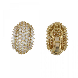 Vintage Domed Diamond 18K Gold Earrings