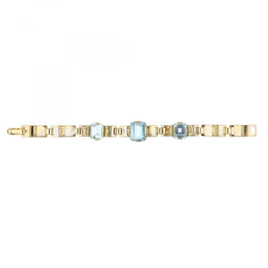 Retro 14K Gold Aquamarine Link Bracelet