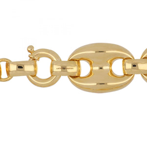 Italian 18K Gold Puffy Mariner Link Necklace