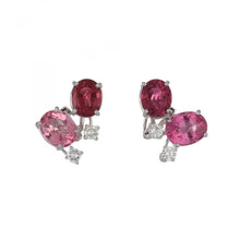 Load image into Gallery viewer, 18K White Gold Tourmaline and Diamond Stud Earrings
