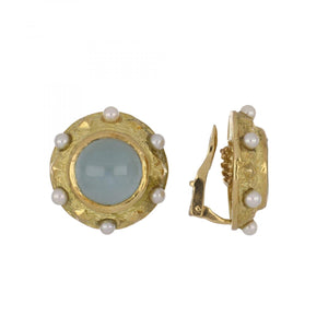 Katy Briscoe 18K Gold Aquamarine Button Earrings