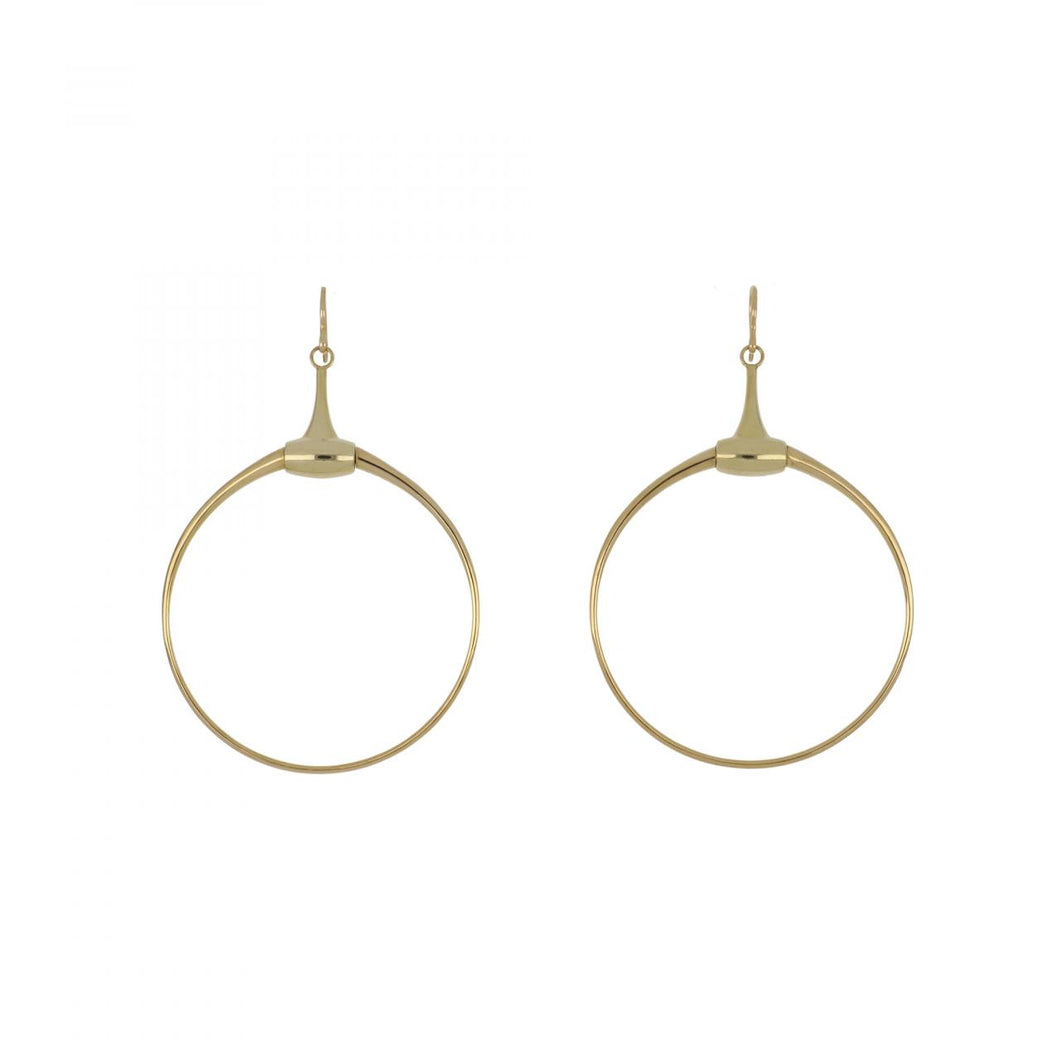 Gucci 18K Gold Horse Bit Circle Drop Earrings