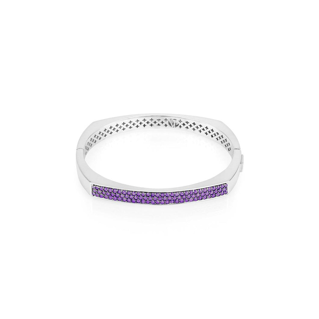 Vincent Peach Sterling Silver 4.5MM 'Toulouse' Bangle with Amethysts
