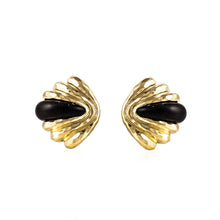 Load image into Gallery viewer, Estate Henry Dunay 18K Gold Ebony Earrings
