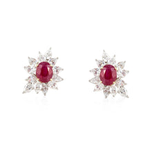 Load image into Gallery viewer, Estate Platinum and 18K Gold Burmese Ruby and Diamond Earrings
