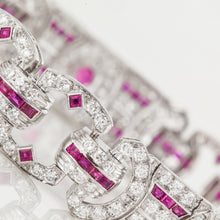 Load image into Gallery viewer, Art Deco Platinum Diamond and Ruby Bracelet
