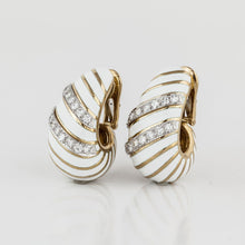 Load image into Gallery viewer, Estate David Webb 18K Gold White Enamel and Diamond Earrings

