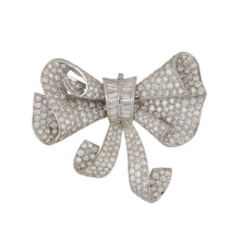 Load image into Gallery viewer, Vintage 1960s 18K White Gold Diamond Bow Brooch
