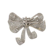 Load image into Gallery viewer, Vintage 1960s 18K White Gold Diamond Bow Brooch
