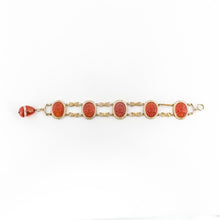 Load image into Gallery viewer, Art Deco 14K Gold Carnelian and Seed Pearl Bracelet
