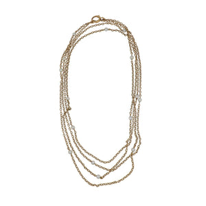 French Victorian 18K Rose Gold Longuard Chain with Pearls