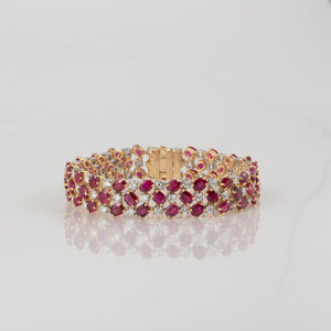 Estate Oscar Heyman 18K Gold Ruby and Diamond Bracelet