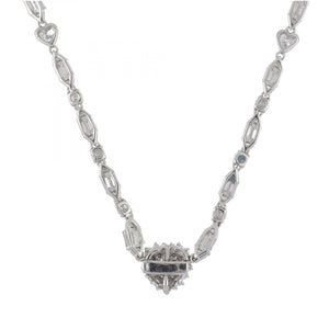 Important Estate 18K White Gold Fancy-Shape Diamond Chain with Removable Oversize Pear-Shape Tanzanite and Diamond Pendant