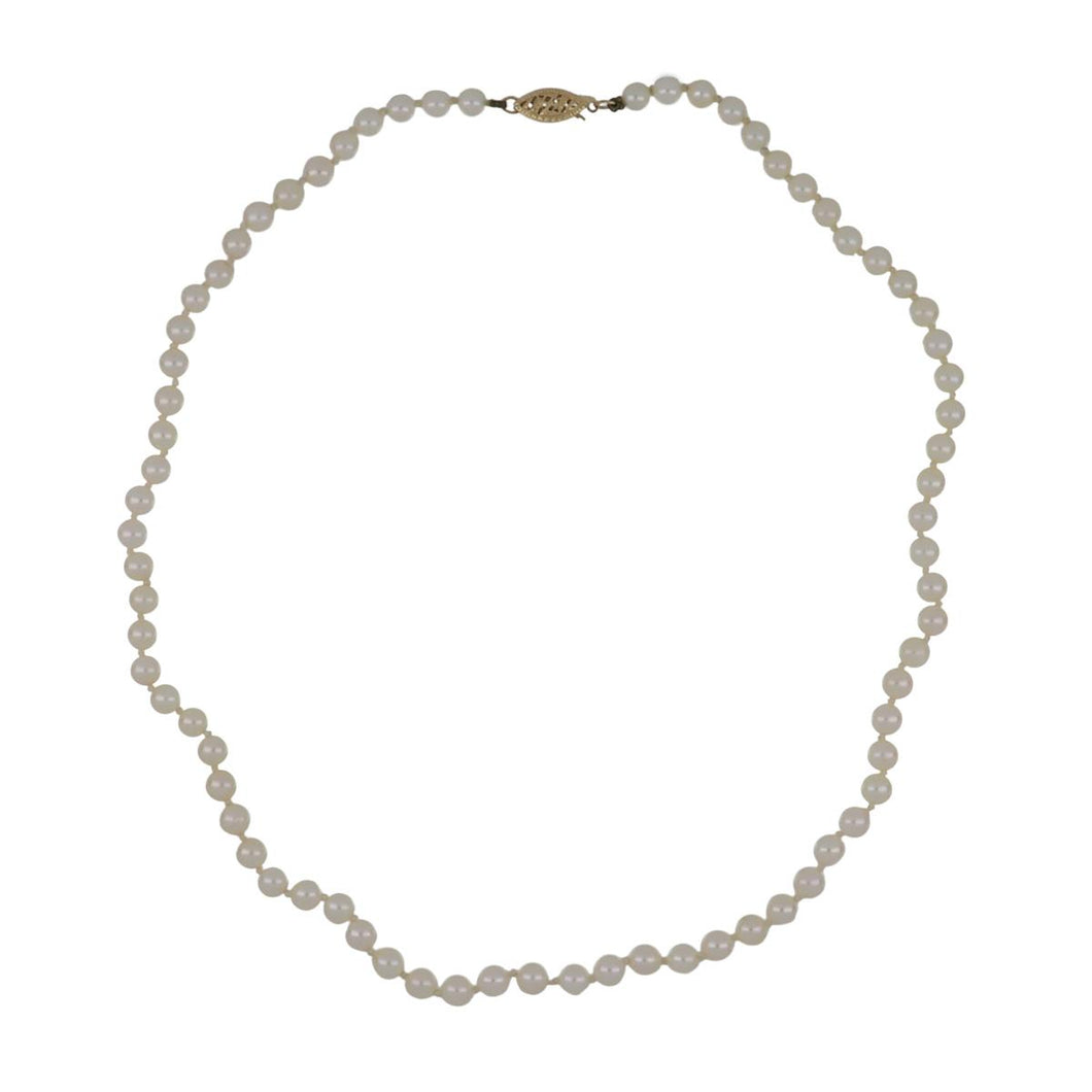 Mid-Century 14K Gold Graduated Akoya Pearl Necklace