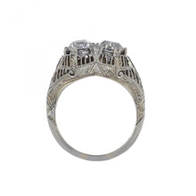 Load image into Gallery viewer, Art Deco 18K White Gold Twin Stone Diamond Ring
