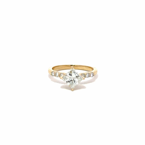 GIA 1.21 Carat Princess-Cut Diamond 18K Gold Engagement Ring