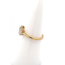 Load image into Gallery viewer, 18K Gold Two-Stone Round and Emerlad-Cut Diamond Ring
