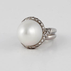 Estate Henry Dunay Platinum Cultured Baroque Pearl Ring
