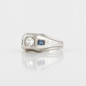 18K White Gold Diamond and Sapphire Ring